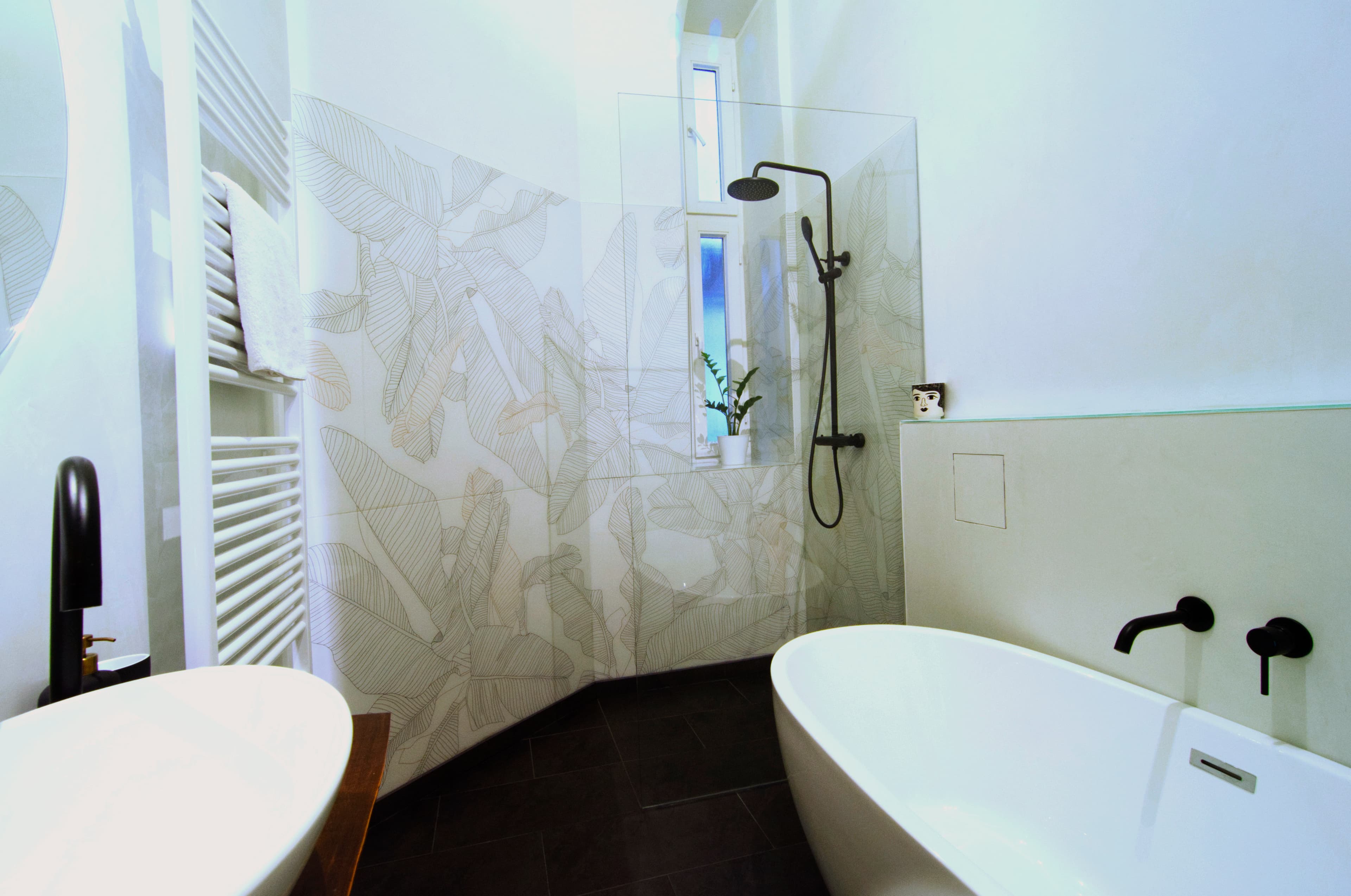 Printed and installed glass shower — private commission, Berlin