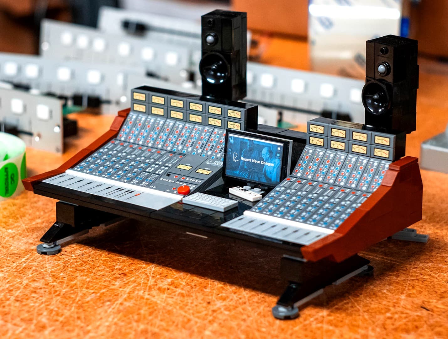 Custom Lego model of the Rupert Neve 5088 mixing console — Lego tiles printed by Glastrix