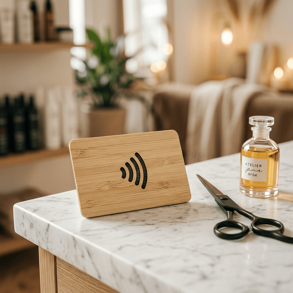 NFC-Visitenkarten für Friseursalons: Buchung & Portfolio per Tipp