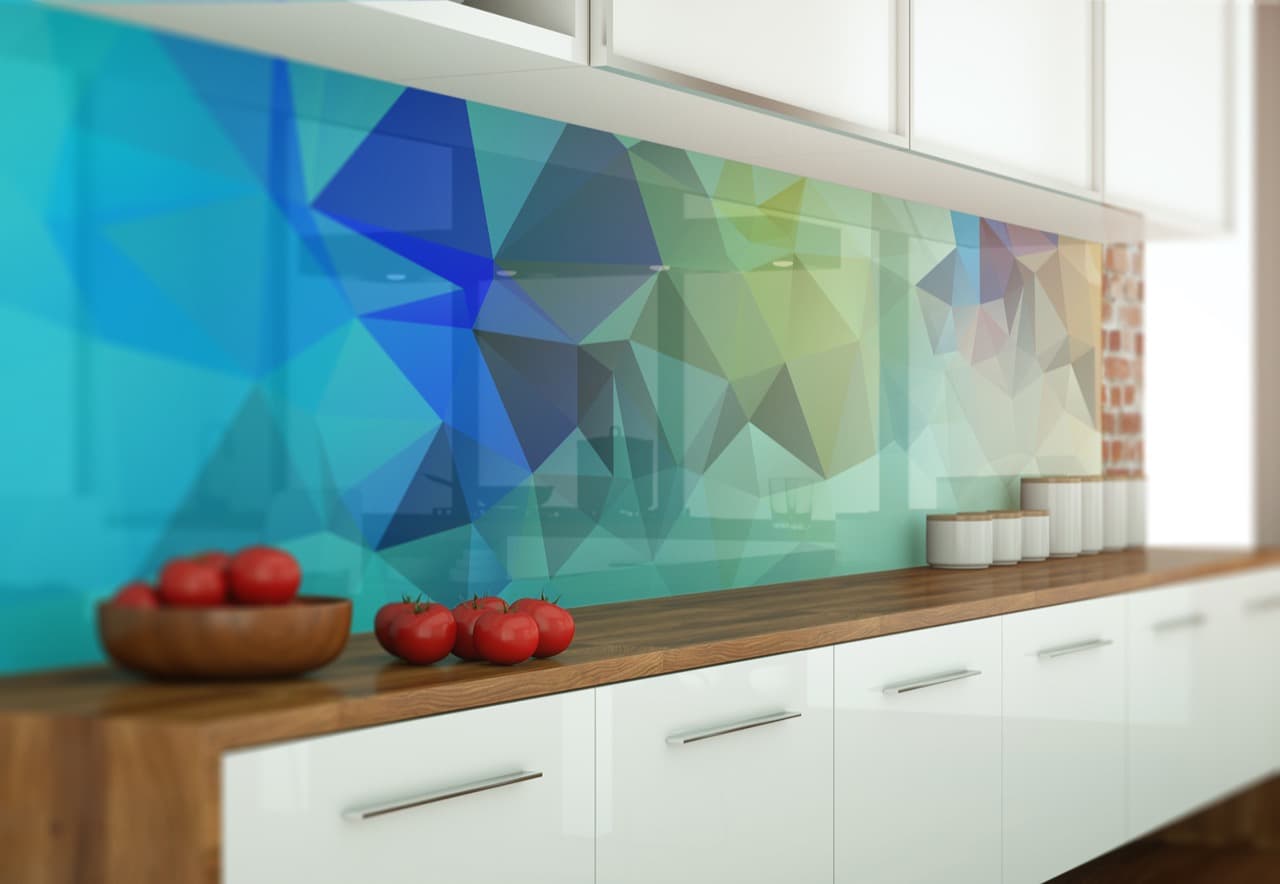 Printed glass kitchen backsplash β modern interior design, private client