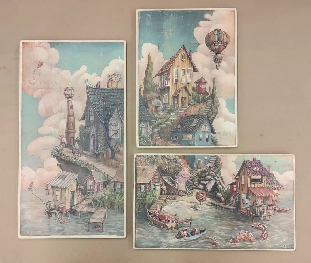 Fine art wood prints on poplar โ Zozoville Gallery artists Johan Potma and Mateo Dineen