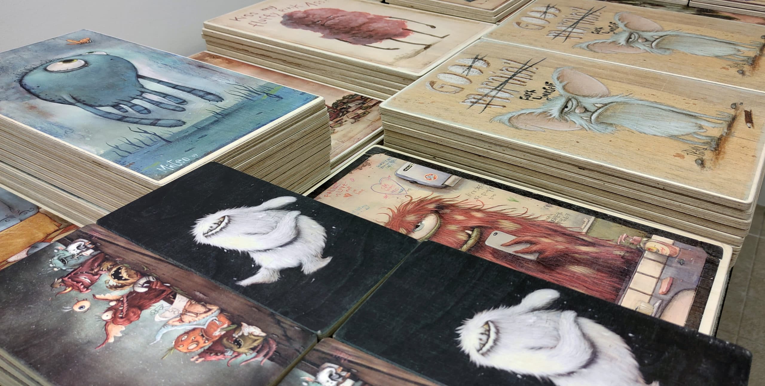Fine art wood prints on poplar β Zozoville Gallery artists Johan Potma and Mateo Dineen
