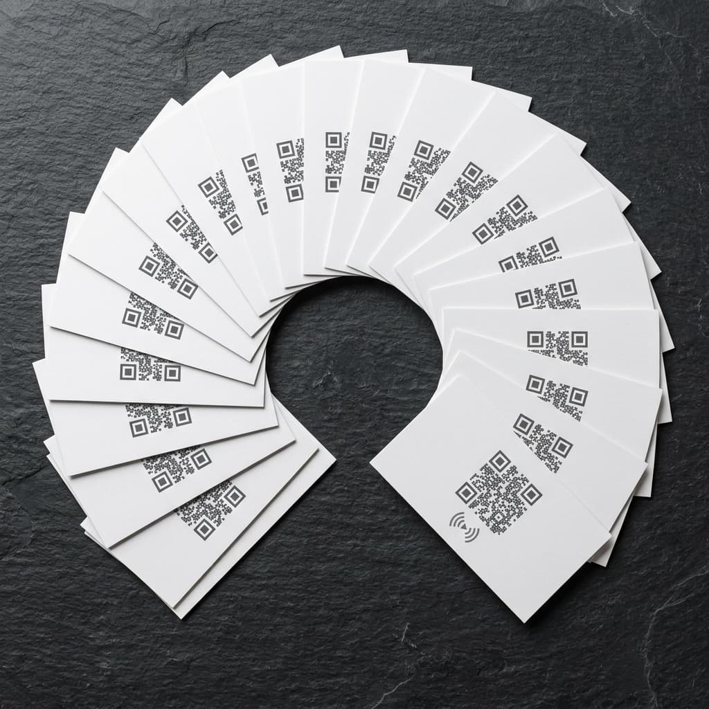 Fan spread of NFC business cards